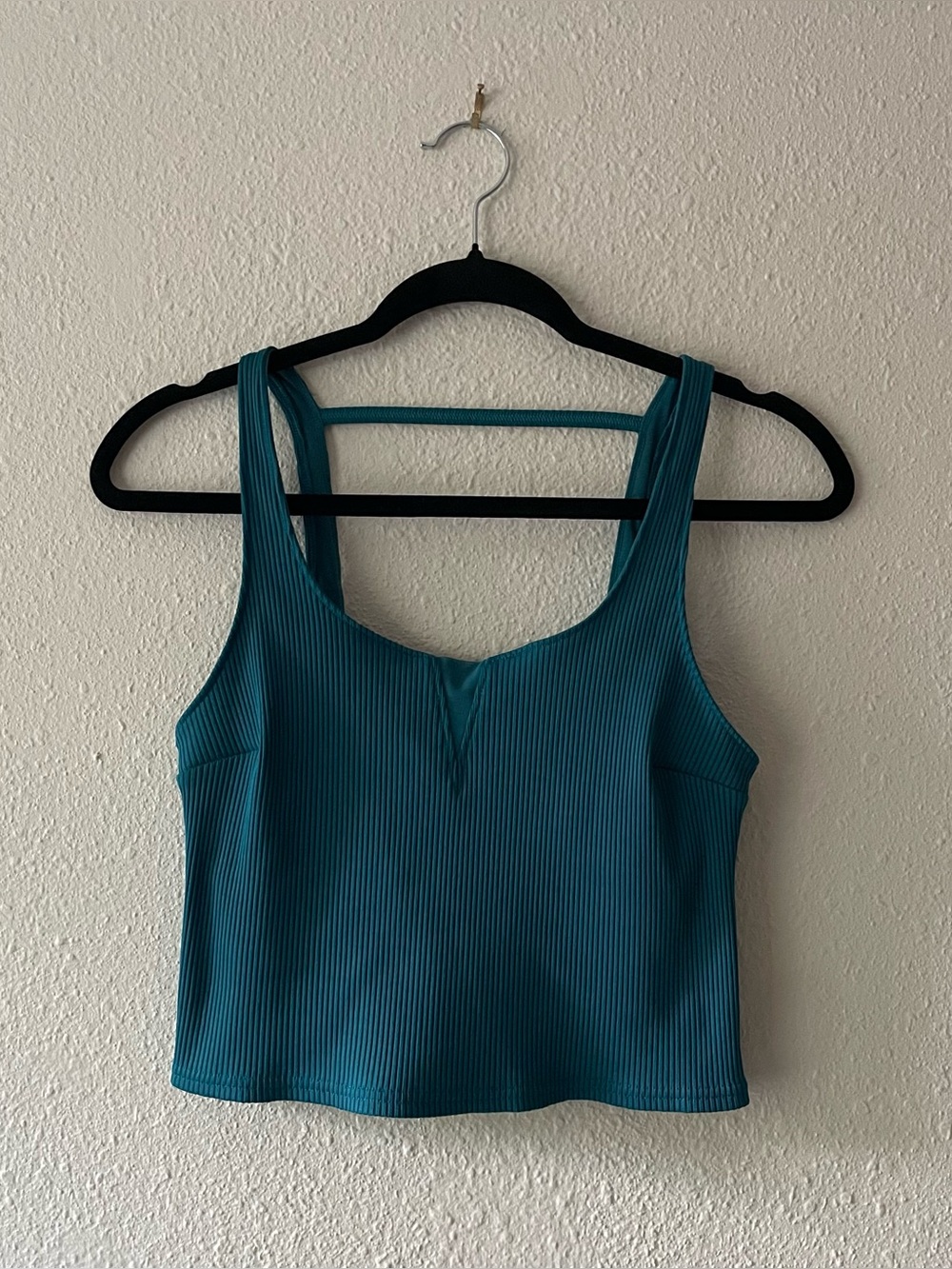 Free People FP Movement Ribbed Athletic Crop Tank Teal Shelf Bra Size Small - Picture 1 of 10